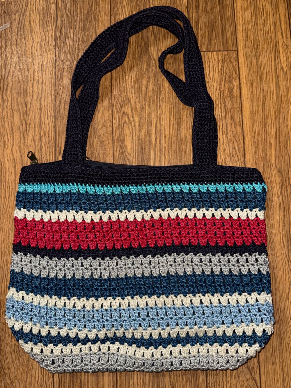 THE SAK Amberly Crochet Blue HOBO HANDBAG Red White Blue